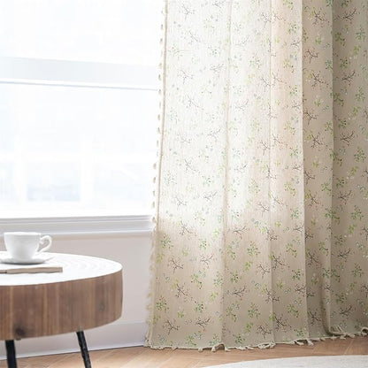 ENJOYBRIDAL Floral Farmhouse Curtains 96 Inches Long Semi Sheer Living Room - Image 6