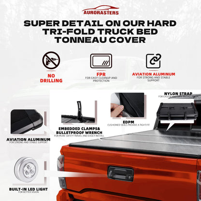 hard tri-fold truck bed cover for 2016-2026 tacoma, front angle view