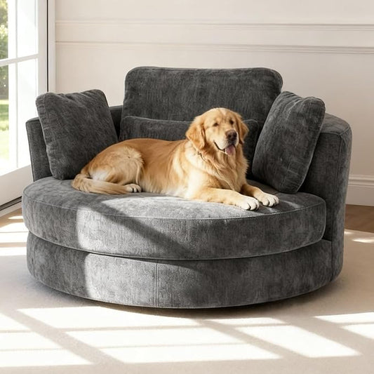 Aoiy & Wifon 50.2'' W Oversized Swivel Barrel Chair, Round Oversized Arm Chair by AoiyWifon