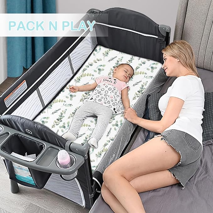 Bimocosy Pack and Play Sheets Fitted 4 Pack, 38 x 26 Inch Pack n Play Mini Crib - Image 4