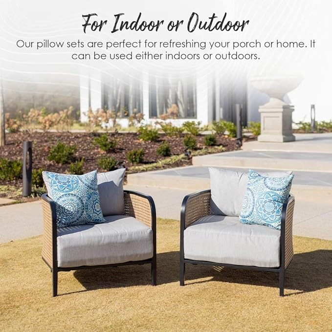 RSH DECOR: Lumbar Throw Pillows Set of 2 | 20” x 12" | All-Weather Spun Fabric - Image 8