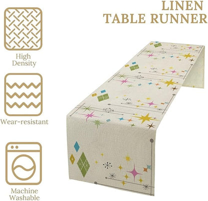 Abstract Geometric Table Runner Bathroom Mid Century Minimalist Stars Modern - Image 3