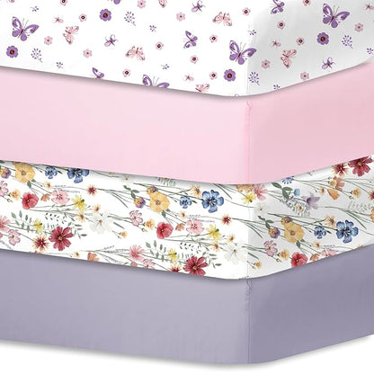 Bimocosy Crib Sheets 4 Pack, Baby Crib Sheets Fitted by bimocosy