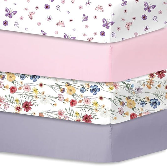 Bimocosy Crib Sheets 4 Pack, Baby Crib Sheets Fitted by bimocosy