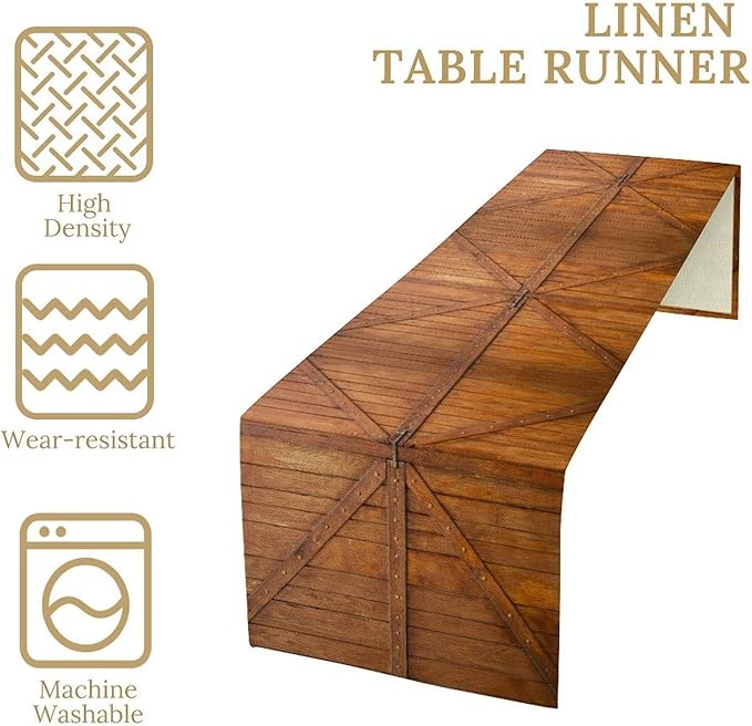 Rustic Wooden Barn Door Table Runner Vintage Western Country Kitchen Dinner - Image 7