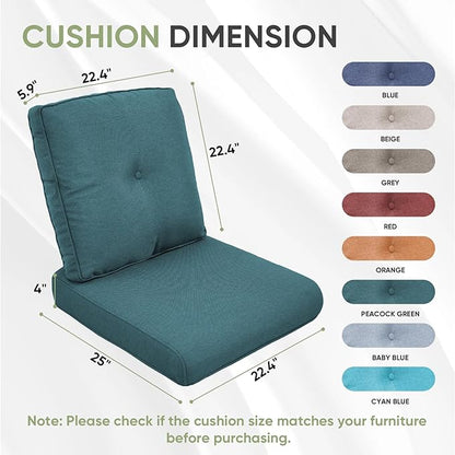 Outdoor Chair Cushion Set of 2, Waterproof Outdoor Seat Cushions 25x22 - Image 7