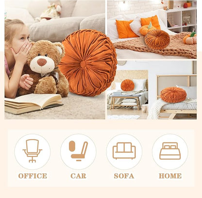 1 Pcs Round Throw Pillows Decorative Velvet Pleated Throw Pillows 15'' Diameter - Image 7