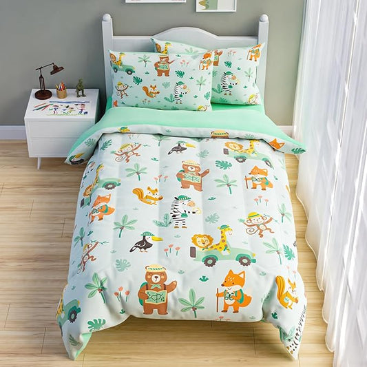 SANDJEST Jungle Animal Comforter Set Full Size 98x86in by SANDJEST