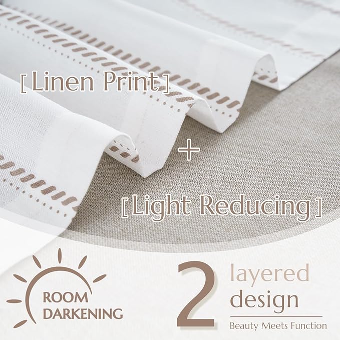 jinchan Nautical Valance Striped Linen Curtain 18 Inch Farmhouse Room Darkening - Image 4