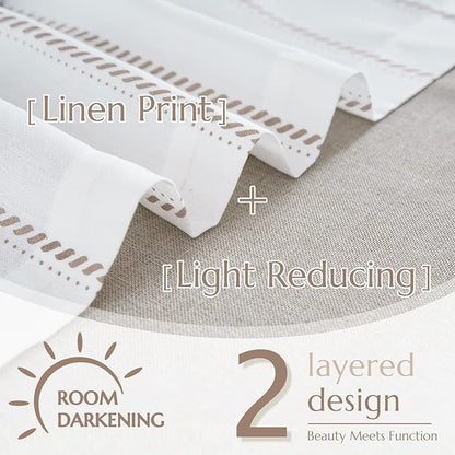 jinchan Nautical Valance Striped Linen Curtain 16 Inch Farmhouse Room Darkening - Image 4