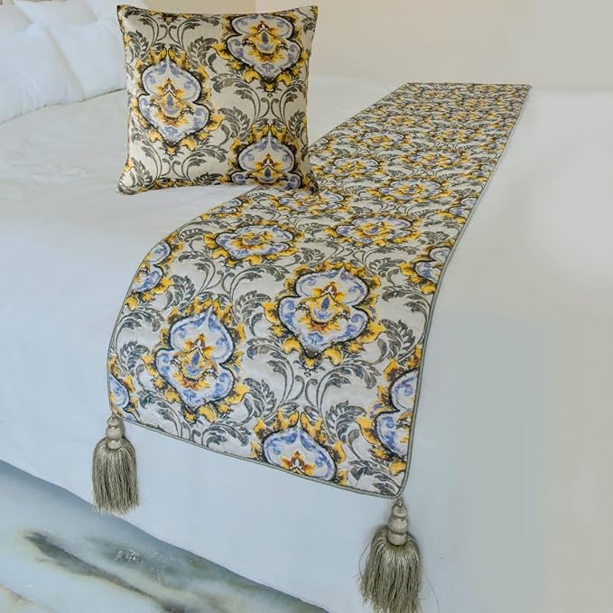 The HomeCentric King/Queen/Twin Grey Decorative Full 68"x18" Bed Runner by TheHomeCentric