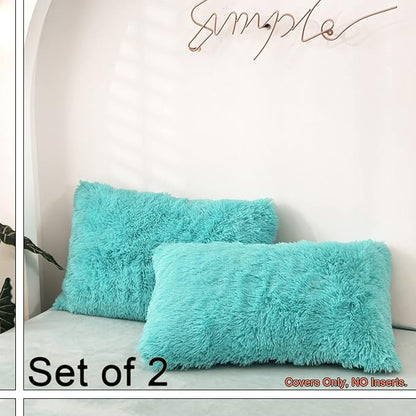 MorroMorn Decorative Pillows Covers, 2 Packs Faux Fur Pillow Cases Standard Size - Image 3