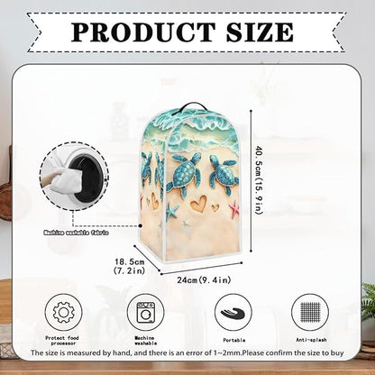 Talayituse Beach Turtle Starfish Heart Print Blender Dust Cover, Fingerprint - Image 6