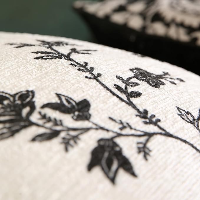 Throw Pillow Covers Set of 2, Classic Black and White Floral Elegant French - Image 4