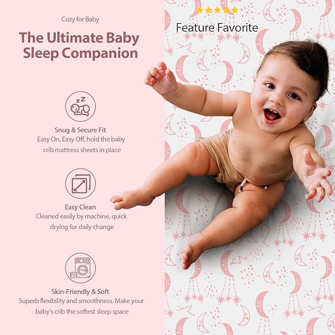 Baby Bassinet Sheets Girl Boy, Fitted Bassinet Sheet Set 3 Pack Bassinet - Image 5