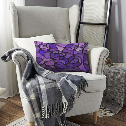 TKS MITLAN Glass Mosaic Pillow Covers 12 x 20 Inch Purple Abstract Stained - Image 3