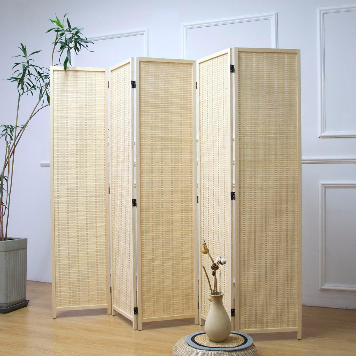 furnnylane 5 panel bamboo room divider – 5.6, main product view
