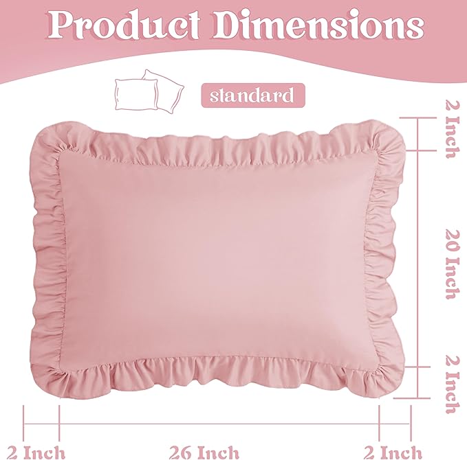 KKJIAF Ruffle Pillow Cases Standard Size Set of 2, Ruffled Pillow Covers - Image 3