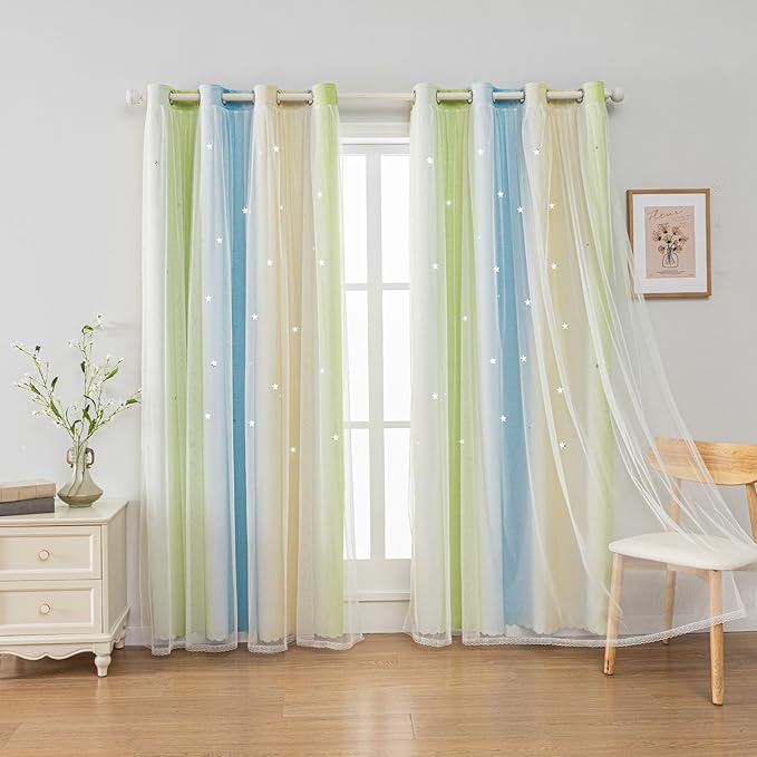 FANLI Ombre Rainbow Blackout Curtains by FANLI