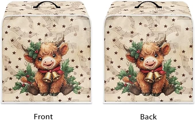 Christmas Coffee Maker Cover, Dustproof Washable Highland Cow Coffee Machine - Image 2
