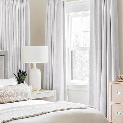 MIULEE Linen Texture Curtains for Bedroom Solid 100% Blackout Thermal Insulated - Image 2