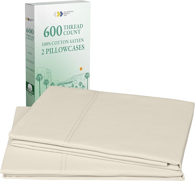 Luxuriously Soft Hotel Quality 600 Thread Count, 100% Cotton Set of 2 Cases by CaliforniaDesignDen
