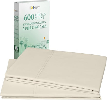 Luxuriously Soft Hotel Quality 600 Thread Count, 100% Cotton Set of 2 Cases by CaliforniaDesignDen
