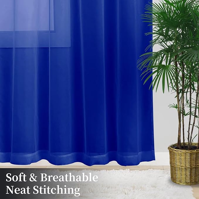 Sheer Curtains 72 Inches Long 2 Panels, Rod Pocket Short Curtain - Image 8