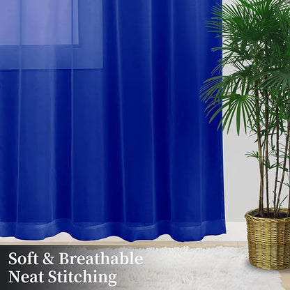 Sheer Curtains 54 Inches Long 2 Panels, Rod Pocket Short Curtain - Image 8
