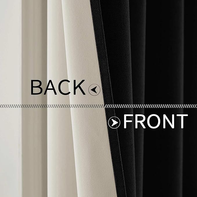 MIULEE Linen Texture Curtains for Bedroom Solid 100% Blackout Thermal Insulated - Image 6