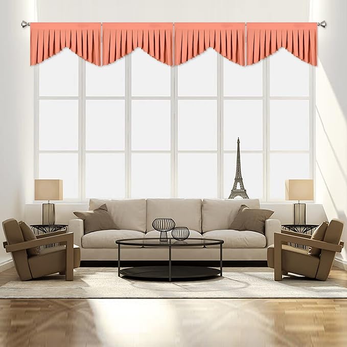 Valances for Windows Coral Window Valance for Living Room Rod Pocket Blackout by OYRING