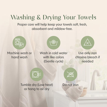 springtree home luxury bamboo rayon bath towel set, front angle view
