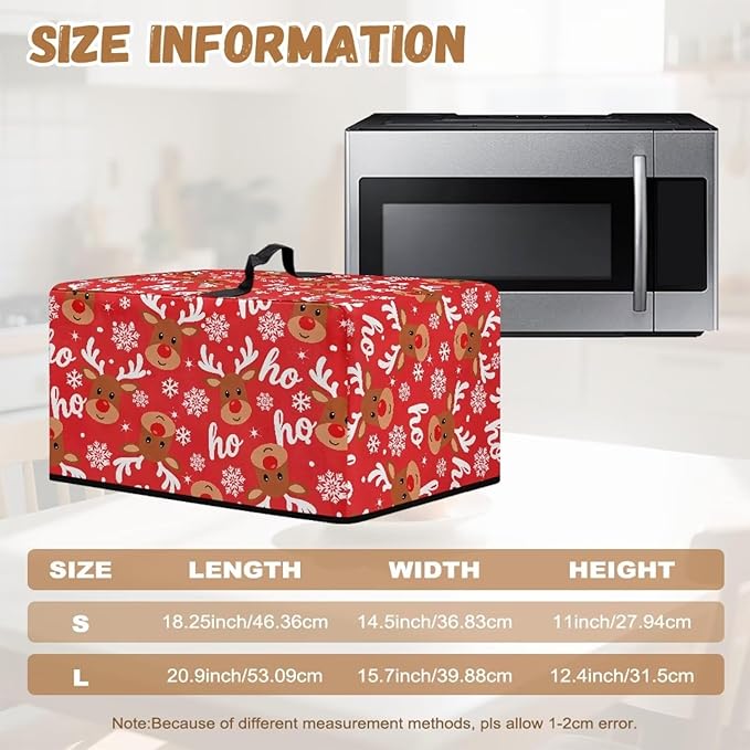 Microwave Ovens Dust Cover, Christmas Elk Heat-Resistant Waterproof Polyester - Image 6
