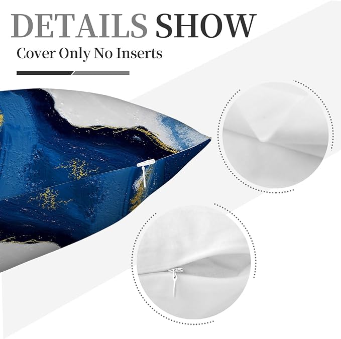 Navy Blue and Gold Throw Pillow Covers 18x18 Inches Set of 4, Modern Decorative - Image 3