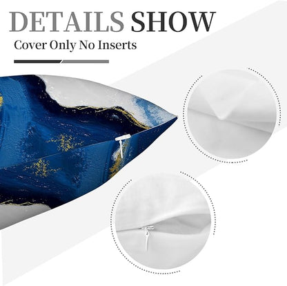 Navy Blue and Gold Throw Pillow Covers 18x18 Inches Set of 4, Modern Decorative - Image 3