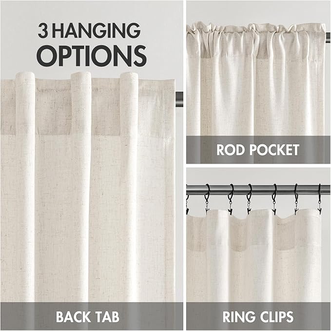 MIULEE Non-See-Through Privacy Linen Curtains 2 Panels, Light Filtering Window - Image 6