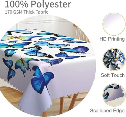 52x70inches Blue Butterfly Rectangle Tablecloth Natural Butterflies Light - Image 3