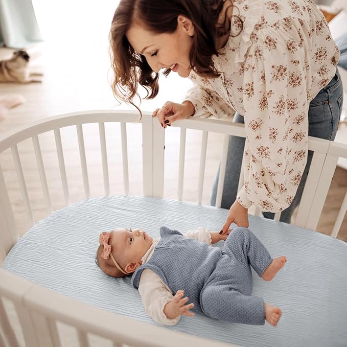 lulumoon Baby Muslin Bassinet Sheets: Cotton Bassinet Sheets Neutral - Image 3