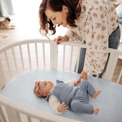 lulumoon Baby Muslin Bassinet Sheets: Cotton Bassinet Sheets Neutral - Image 3