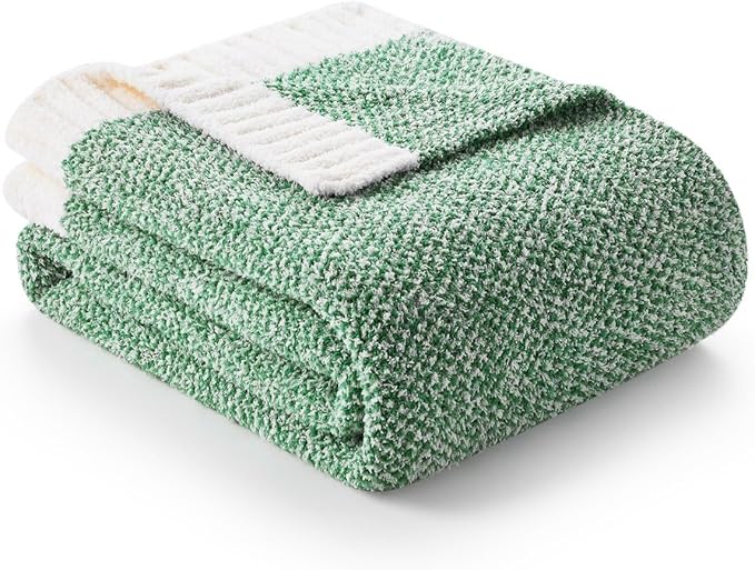 Snuggle Sac Green Blanket Twin Size Bedding Blankets, Super Soft Warm Cozy Knit - Image 4