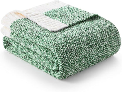 Snuggle Sac Green Blanket Twin Size Bedding Blankets, Super Soft Warm Cozy Knit - Image 4