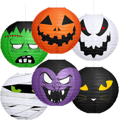 VIHOSE 12 Pcs Halloween Hanging Decorations Paper Lanterns, Jack-o-Bat Lanterns with Tassels Halloween Lantern Decorative for Indoor Outdoor Party Trick-or-Treat Event Supplies