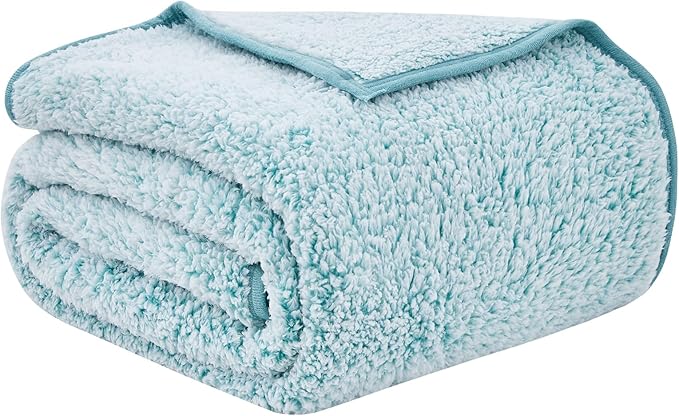 EMME Soft Sherpa Fleece Blanket Reversible Plush Fluffy Large Blanket, Light - Image 7