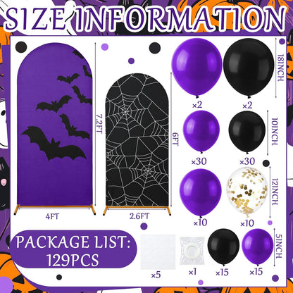 Purple 131 Pcs Arch Backdrop Cover with Balloons, Halloween
