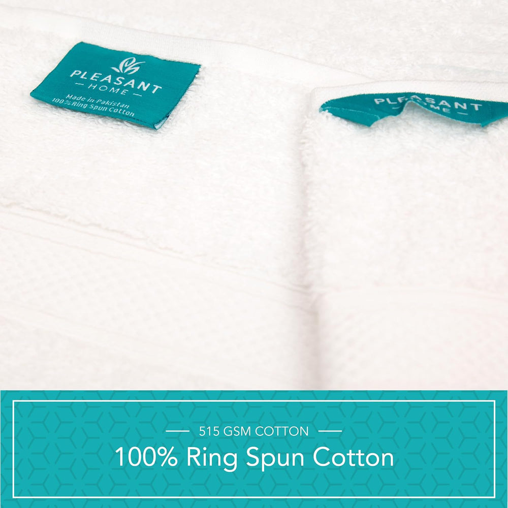 Pleasant Home White Bath Towels Set of 6 (24” x 50”) 100% Cotton Towel Set