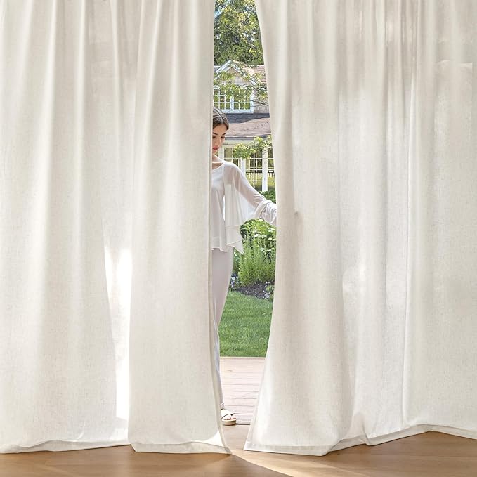 MIULEE Non-See-Through Privacy Linen Curtains 2 Panels, Light Filtering Window - Image 2