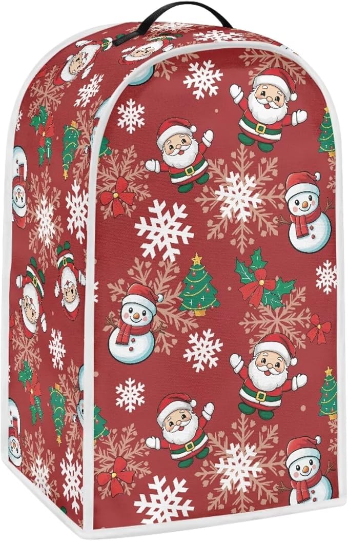 Talayituse Santa Claus Snowman Snowflake Tree Berry Print Blender Dust Cover - Image 4