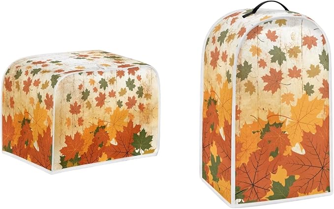 Fall Maple Leaves Print Thanksgiving Appliance Covers Set Washable Kitchen by Pointodoor
