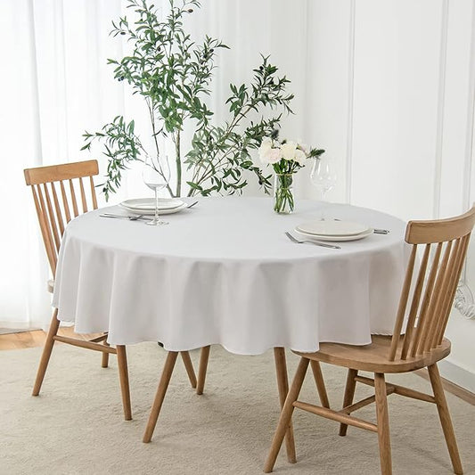 maxmill Round Linen Looking Textured Tablecloth Spill-Proof Wrinkle Free Soft by maxmill