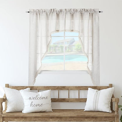 Beda Home Tassel Linen Textured Swag Valances - Image 6